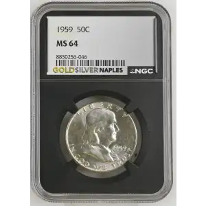 1959 - 0.3617oz Silver Franklin Half Dollar - NGC MS64 (S13B-B2) (2)