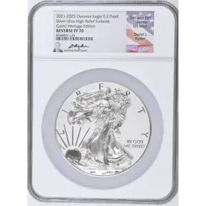 2021-2025 Overzize Eagle T-2 Proof Silver Ultra High Relief Grand Heritage Edition PF70 (OB-120)