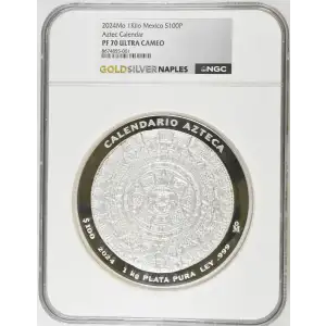 2024Mo 1Kilo Mexico S100P Aztec Calendar PF70 UC (D-7) (2)