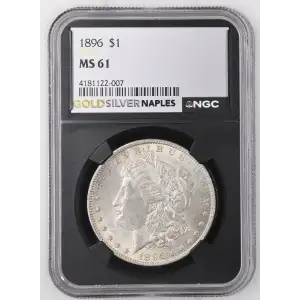 1896 - 0.77oz Silver Morgan Dollar - S$1 - NGC MS61 (S12B-B23)