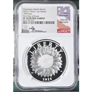 2025(P) - 1oz American Liberty Series Silver Medal - FDOI NGC PF70 UC (S19A-B30)