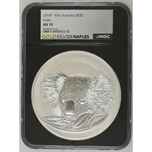 2014P - 1Kilo Silver Koala Coin - Australia S$30 - NGC MS70