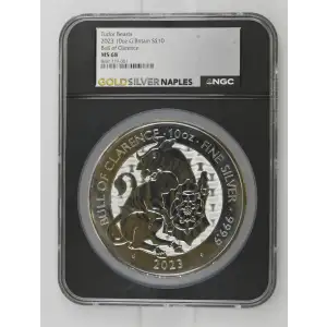 Tudor Beasts - 2023 10oz G. Britain S10PNDS - Bull Of Clarence - NGC MS68 (D-7)
