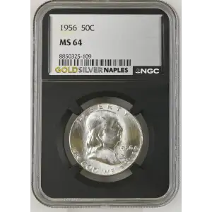 1956 - 0.3617oz Silver Franklin Half Dollar - NGC MS64 (S13B-B12)