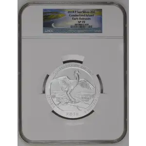 2018P - 5oz America the Beautiful Cumberland Island Quarter - NGC ER SP70 (D-14)