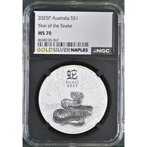 2025P 1oz Australia S$1 Year of the Snake MS70 (S19A - B14) (3)