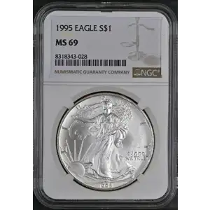1995 - 1oz Silver Eagle S$1 NGC MS69 (D10-B14) (2)