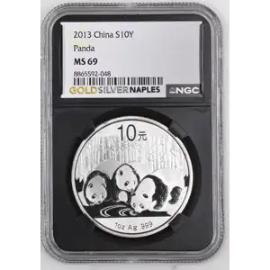 2013 - 1oz Panda Silver Coin - China 10Yn - NGC MS69 (S14-B15)
