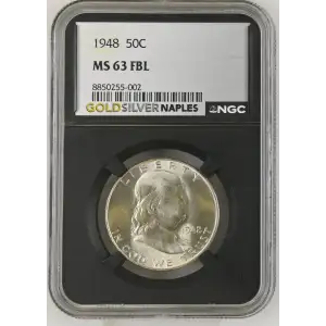 1948 - 0.3617oz Silver Franklin Half Dollar - NGC MS63 FBL (S13B-B9) (2)