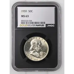 1959 - 0.3617oz Silver Franklin Half Dollar - NGC MS63 (S13B-B4) (2)