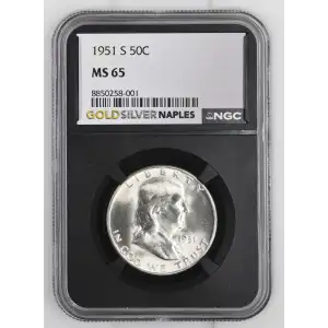 1951(S) - 0.3575oz Silver Franklin Half Dollar - NGC MS65 (S13B-B1)