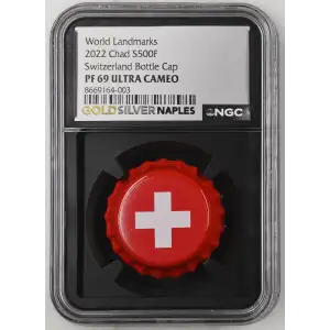 World Landmarks - 2022 6g Chad S500F - Switzerland Bottle Cap - PF69 UC (D12-B3)