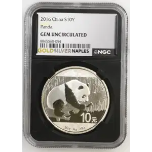2016 - 1oz Panda Silver Coin - China 10Yn - NGC GEM UNC. (S14-B14)
