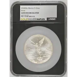 2024Mo - 5oz Libertad Silver Coin - Mexico 5 Onza - NGC GEM UNC. (D-7)