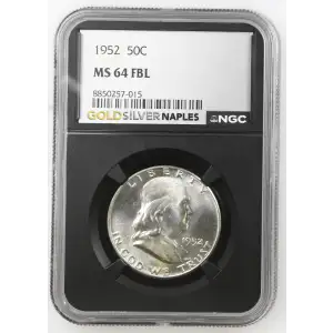 1952 - 0.3617oz Silver Franklin Half Dollar - NGC MS64 FBL (S13B-B1) (3)