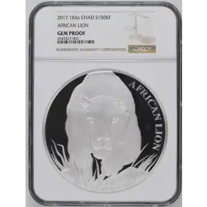 2017 1Kilo Chad S150KF - African Lion - NGC Gem Proof (D-3)