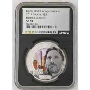 Upper Deck Hockey Grandeur - 1oz 2017 Cook Is. S$5 - Henrik Lundqvist SP69 (S12B-B2)