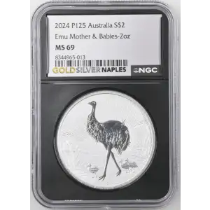 2024 P125 S$2 2oz AUSTRALIA EMU MOTHER & BABIES MS69 (D13-B16)