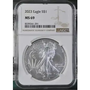 2023 - 1oz Silver Eagle S$1 NGC MS69 (D11-B19)