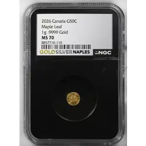 2026 - 1g Maple Leaf Gold .9999 - Canada G50C - NGC MS70