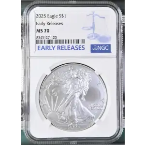 2025 - 1oz Silver Eagle EARLY RELEASES - S$1 NGC MS70 (D10-B34)