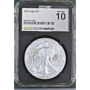 2022 - 1oz Silver Eagle S$1 NGCX MS 10 (D11-B3)