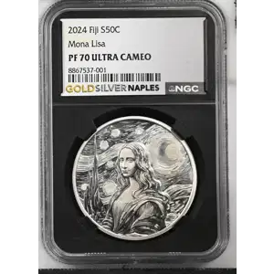 2024 -  1oz Mona Lisa x Van Gogh Silver Coin - Fiji 50C - NGC PF-70 (D-7) (2)