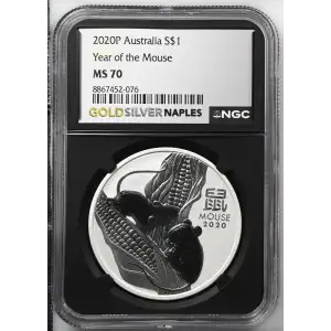 2020P - 1oz Year of the Mouse Silver Coin - Australia $1 - NGC MS70