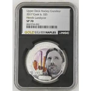 Upper Deck Hockey Grandeur - 1oz 2017 Cook Is. S$5 - Henrik Lundqvist SP70 (S12B-B2)