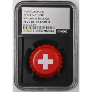World Landmarks - 2022 6g Chad S500F - Switzerland Bottle Cap - PF70 UC (D12-B3)