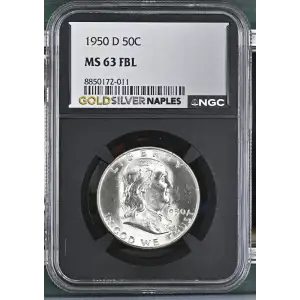 1950(D) - 0.3617oz Silver Franklin Half Dollar - NGC MS63 FBL (S13B-B5)