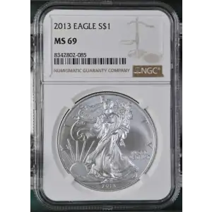 2013- 1oz Silver Eagle S$1 NGC MS 69 (D10-B8)