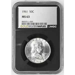 1961 - 0.3617oz Silver Franklin Half Dollar - NGC MS63 (S13B-B2) (2)