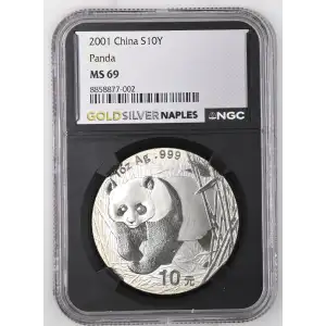2001 - 1oz Panda Silver Coin - China 10Yn - NGC MS69 (S18A-B22) (2)