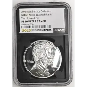 2022 - 1oz Silver Lincoln Cent Round - NGC PF70 High Relief (S12B-B12)