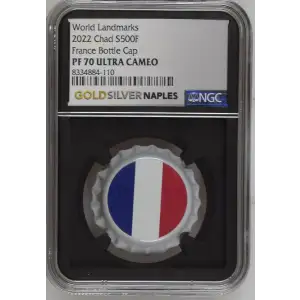 World Landmarks - 2022 6g Chad S500F - France Bottle Cap - PF70 UC (D12-B3)