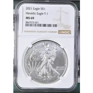 2021 - 1oz Silver Heraldic Eagle T-1 NGC MS69 (D10-B26)