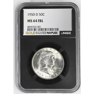 1950(D) - 0.3617oz Silver Franklin Half Dollar - NGC MS64 FBL (S13B-B9)