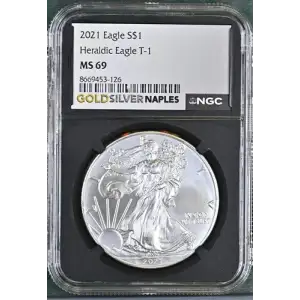 2021 - 1oz Silver Heraldic Eagle T-1 NGC MS69 (D10-B1)