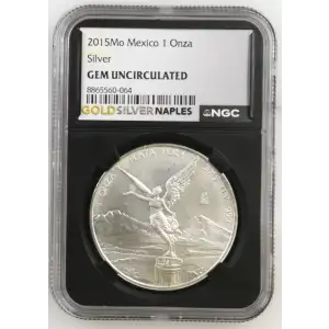 2015Mo - 1oz Libertad Silver Coin - Mexico 1 Onza - NGC GEM UNC. (S14-B6)