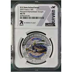 2022 1oz Cook Is. - S$5 Maryland Diamondback Terrapin - NGC MS70 (S12B-B12)