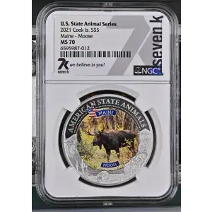 2021 1oz Cook Is. - S$5 Maine Moose - NGC MS70 (S12B-B12)