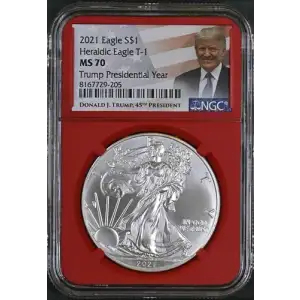 2021 Trump Pres. Year - 1oz Silver Heraldic Eagle T1 - S$1 - NGC MS70 (S12B-B23)
