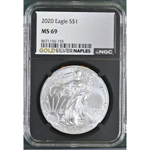 2020 - 1oz Silver Eagle S$1 NGC MS69 (D10-B34)