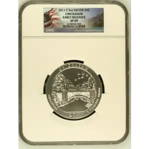 2011 P 5oz SILVER 25C CHICKASAW EARLY RELEASES SP69 (OB-168)