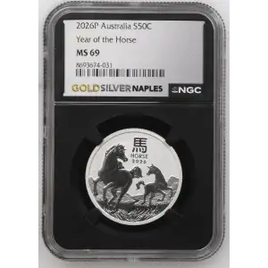 2026P 0.5oz Australia S50C Year of the Horse MS69 NGC (S20B-B22)