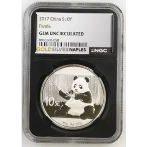 2017 - 1oz Panda Silver Coin - China 10Yn - NGC GEM UNC. (S14-B14)