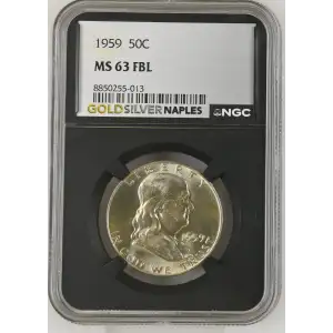 1959 - 0.3617oz Silver Franklin Half Dollar - NGC MS63 FBL (S13B-B14) (2)