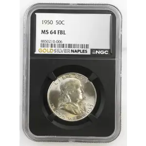 1950 - 0.3617oz Silver Franklin Half Dollar - NGC MS64 FBL (S13B-B15) (2)
