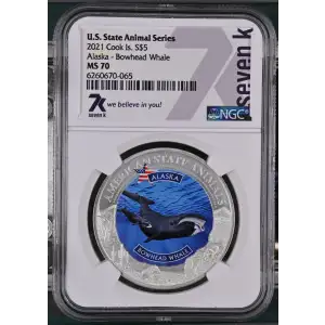 2021 1oz Cook Is. - S$5 Alaska Bowhead Whale - NGC MS70 (S12B-B12)